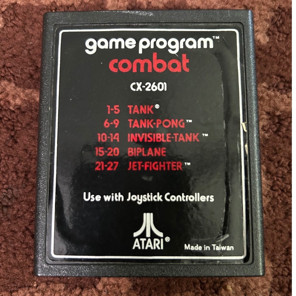 Atari 2600 Combat Video Game Cartridge CX-2601 Tank Biplane Jet-Fighter Classic